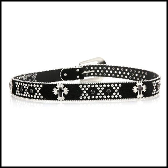 Rhinestone Cross Crystal Belt Detachable Buckle Y2K Punk Goth Western